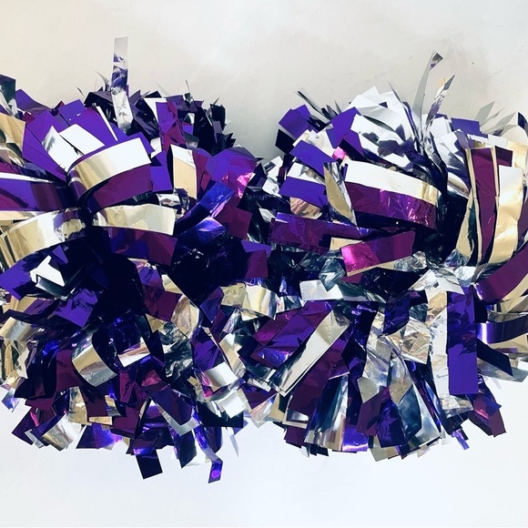 Cheerleading Pom Pom Set, Purple and Silver - Picture 6 of 7
